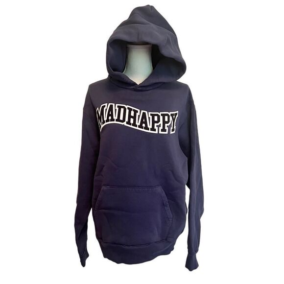 Madhappy Unisex Appliqué Wave Fleece Hoodie Navy Medium NEW - Picture 2 of 9